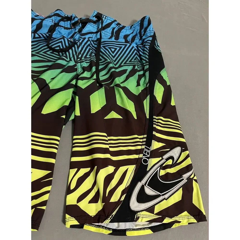 O’Neill Hyperfreak Jordi Smith Boardshorts Swim Trunks Blue Green Size 30